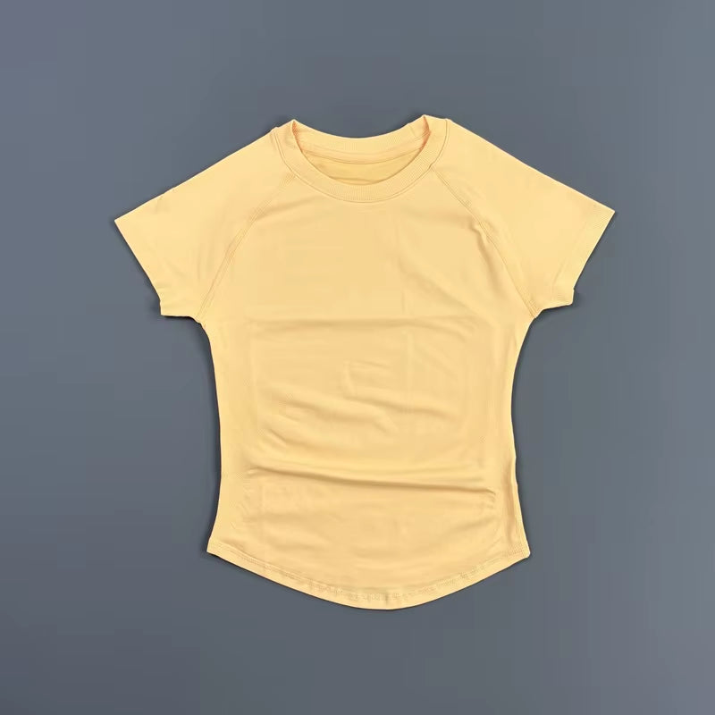Sports Short Sleeve Top Women Gym Yoga Top Workout Clothes Sports T Shirt Fitness Activewear Running Tight Tops