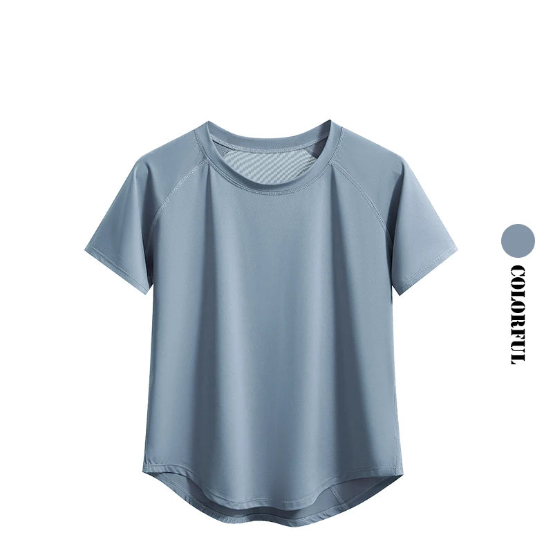 Women Sports T-Shirt Short Sleeve Quick Dry Loose Compression Shirt Female Summer Fitness Sweatshirt Running Gym Tops New