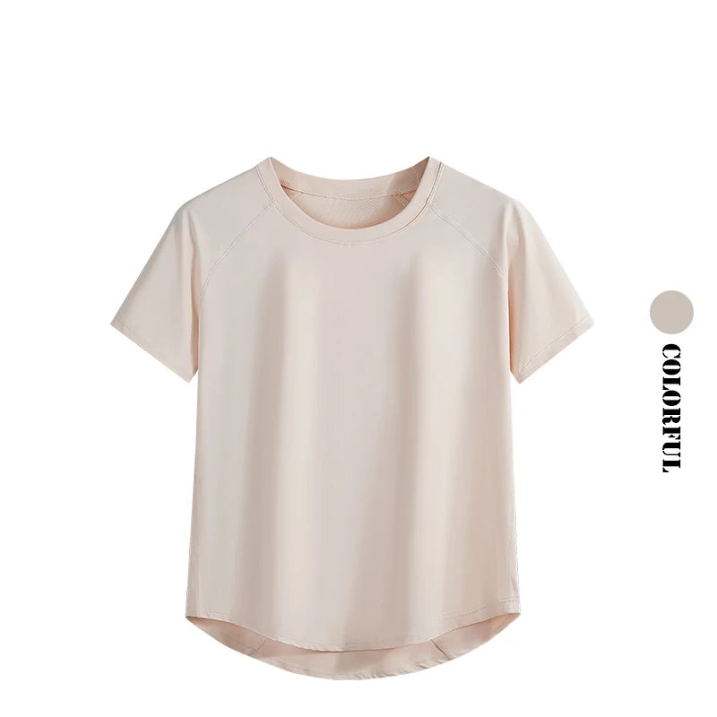 Women Sports T-Shirt Short Sleeve Quick Dry Loose Compression Shirt Female Summer Fitness Sweatshirt Running Gym Tops New