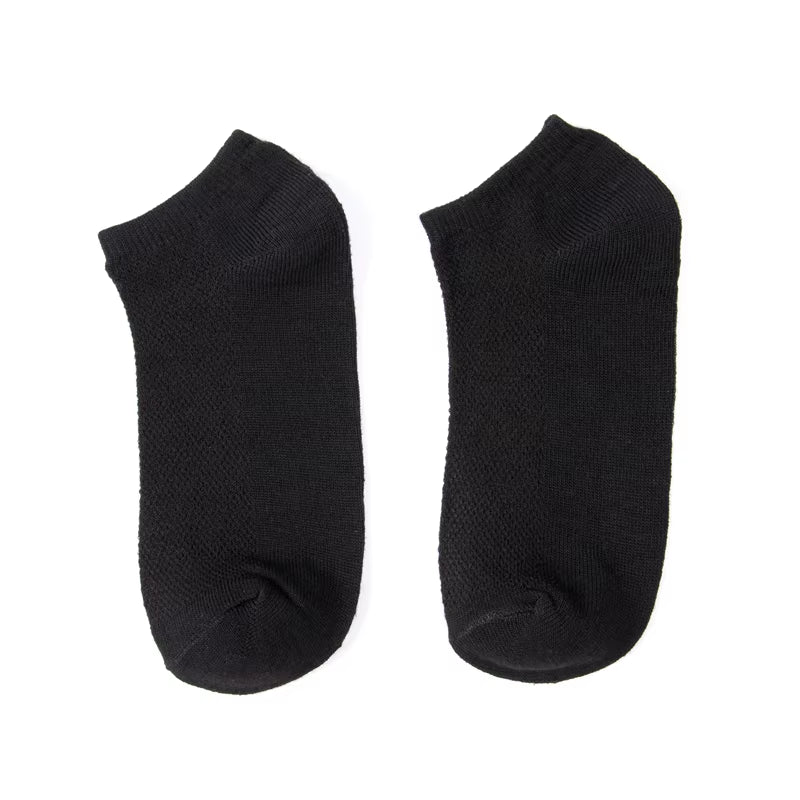 5Pairs Women Socks Breathable Sports Socks Solid Color Boat Socks Comfortable Soft Cotton Unisex Ankle Socks White Black