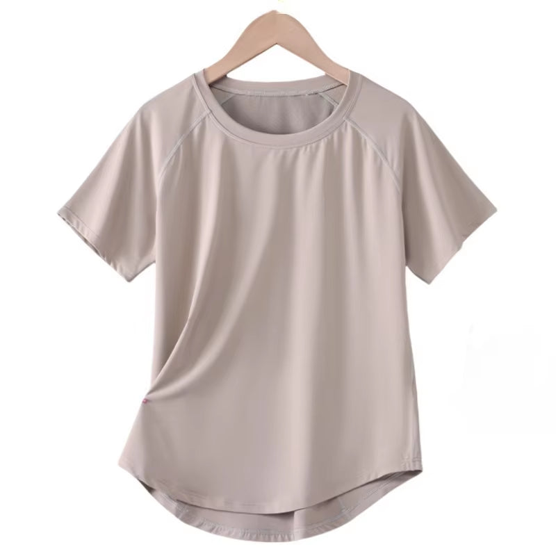 Women Sports T-Shirt Short Sleeve Quick Dry Loose Compression Shirt Female Summer Fitness Sweatshirt Running Gym Tops New