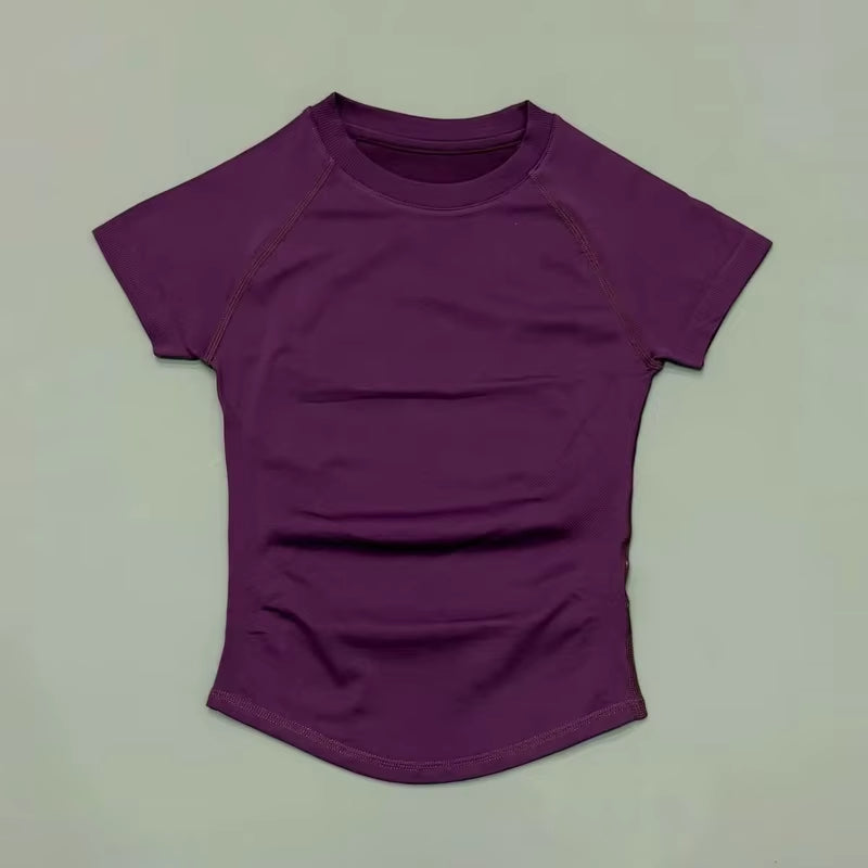 Sports Short Sleeve Top Women Gym Yoga Top Workout Clothes Sports T Shirt Fitness Activewear Running Tight Tops