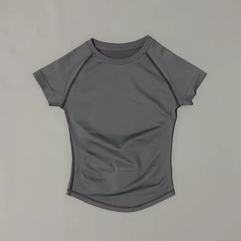 Sports Short Sleeve Top Women Gym Yoga Top Workout Clothes Sports T Shirt Fitness Activewear Running Tight Tops