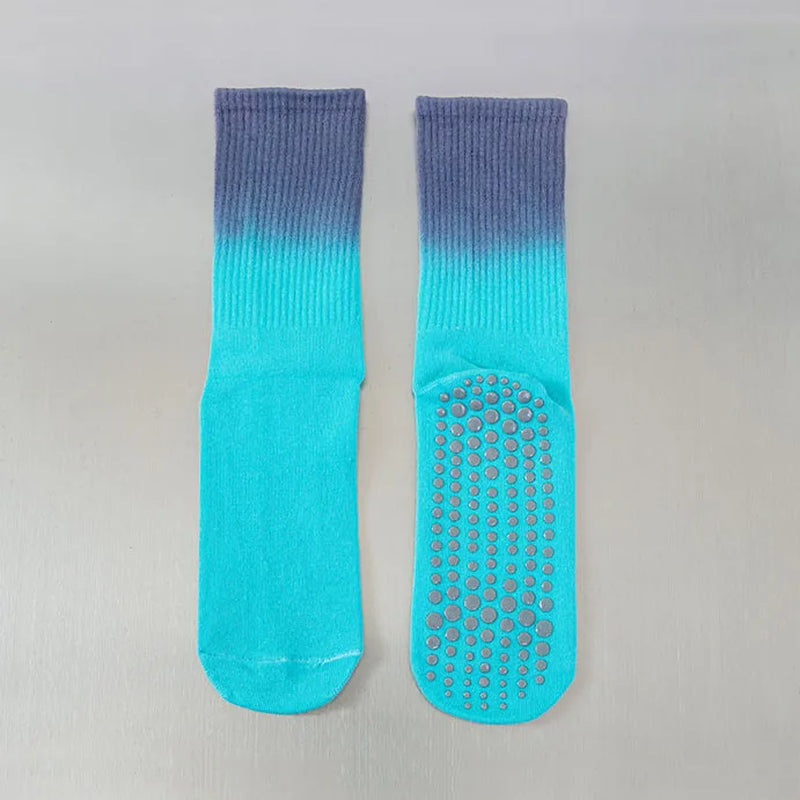 Yoga Socks Women Gradient Cotton Silicone Non-Slip Pilates Grip Crew Socks