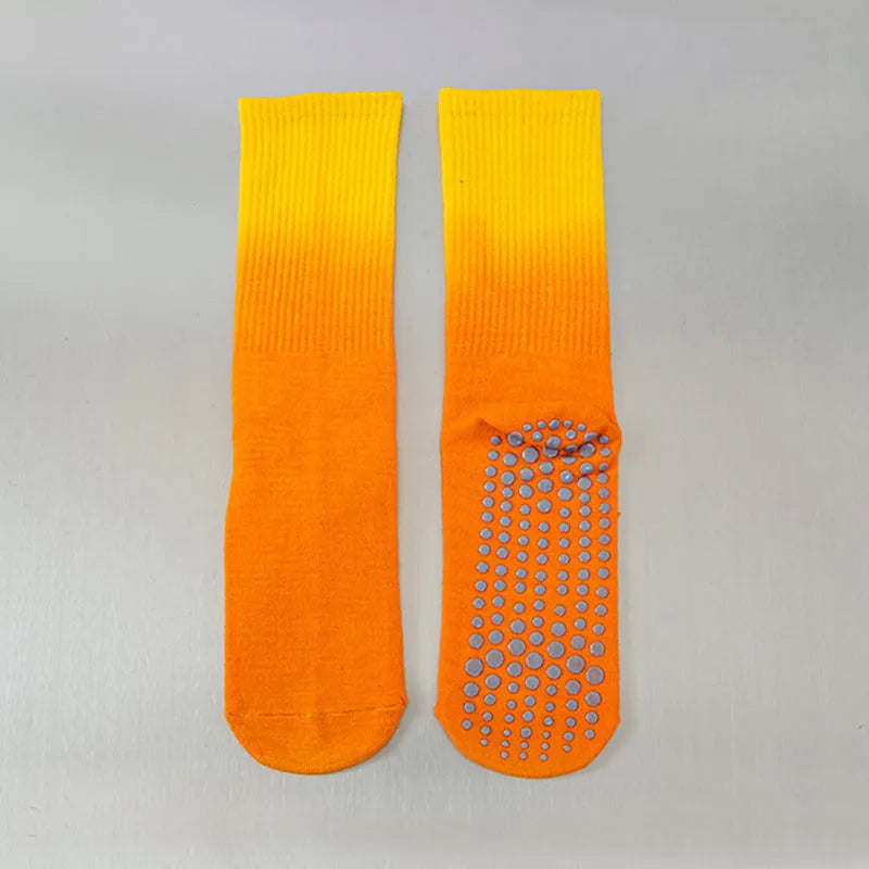 Yoga Socks Women Gradient Cotton Silicone Non-Slip Pilates Grip Crew Socks
