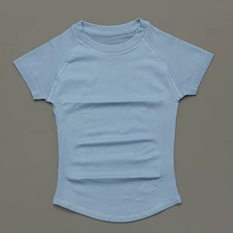 Sports Short Sleeve Top Women Gym Yoga Top Workout Clothes Sports T Shirt Fitness Activewear Running Tight Tops