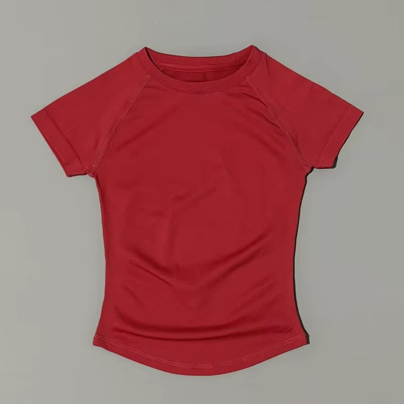 Sports Short Sleeve Top Women Gym Yoga Top Workout Clothes Sports T Shirt Fitness Activewear Running Tight Tops