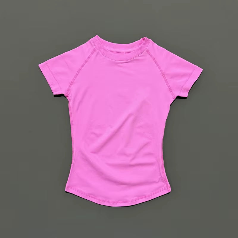 Sports Short Sleeve Top Women Gym Yoga Top Workout Clothes Sports T Shirt Fitness Activewear Running Tight Tops