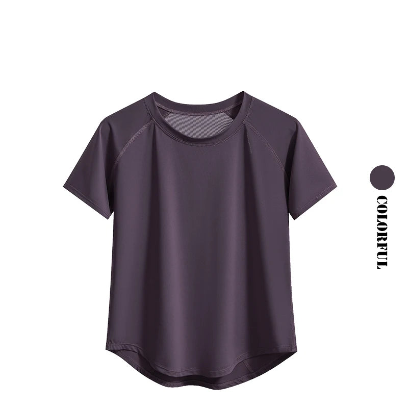Women Sports T-Shirt Short Sleeve Quick Dry Loose Compression Shirt Female Summer Fitness Sweatshirt Running Gym Tops New