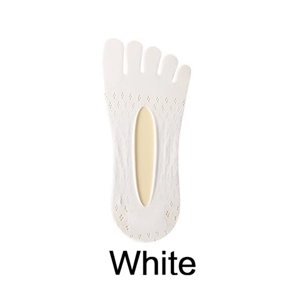Summer Five Finger Yoga Socks Silicone Non-Slip Invisible Boat Socks Women'S Solid Breathable Split Toe Sock Five Toe Socks