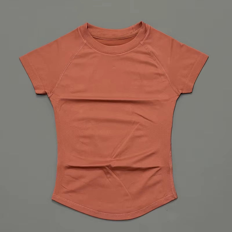 Sports Short Sleeve Top Women Gym Yoga Top Workout Clothes Sports T Shirt Fitness Activewear Running Tight Tops