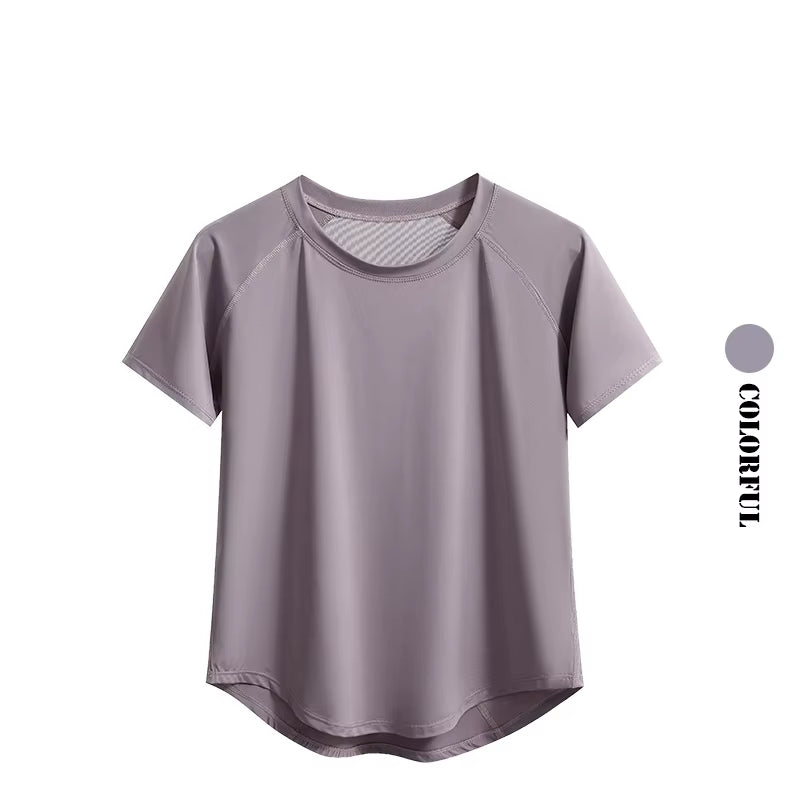 Women Sports T-Shirt Short Sleeve Quick Dry Loose Compression Shirt Female Summer Fitness Sweatshirt Running Gym Tops New