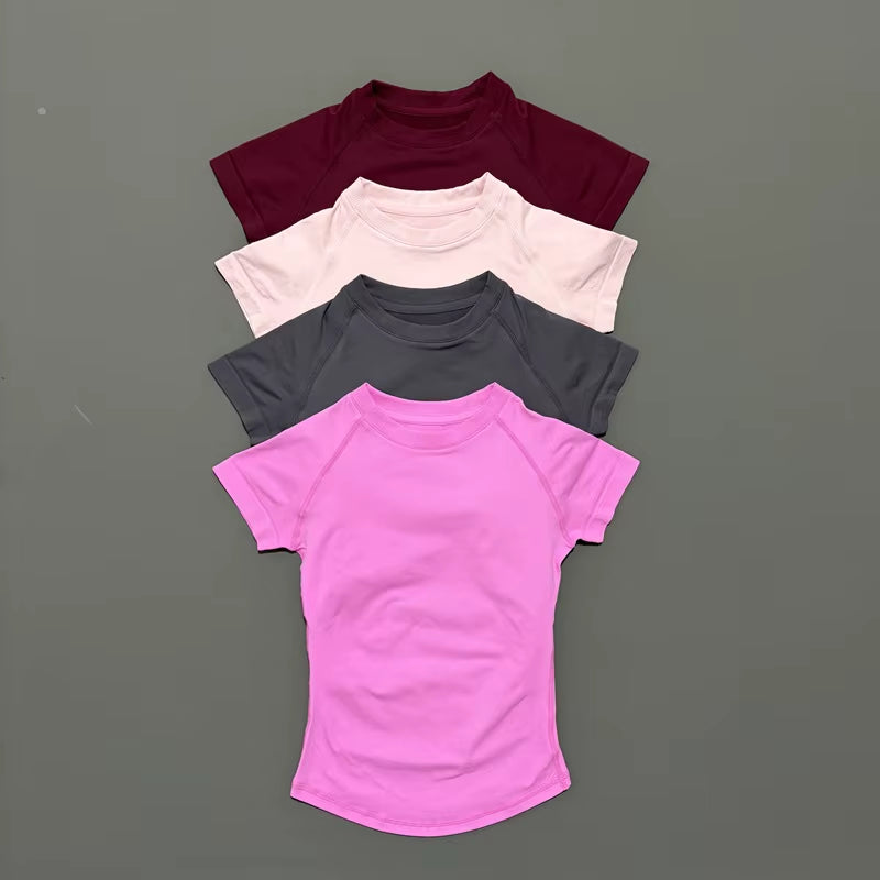 Sports Short Sleeve Top Women Gym Yoga Top Workout Clothes Sports T Shirt Fitness Activewear Running Tight Tops