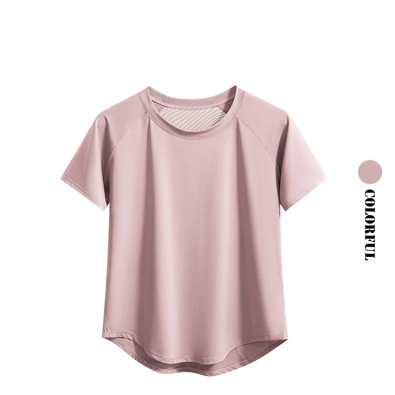 Women Sports T-Shirt Short Sleeve Quick Dry Loose Compression Shirt Female Summer Fitness Sweatshirt Running Gym Tops New