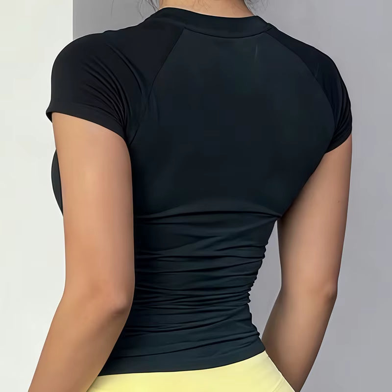 Sports Short Sleeve Top Women Gym Yoga Top Workout Clothes Sports T Shirt Fitness Activewear Running Tight Tops