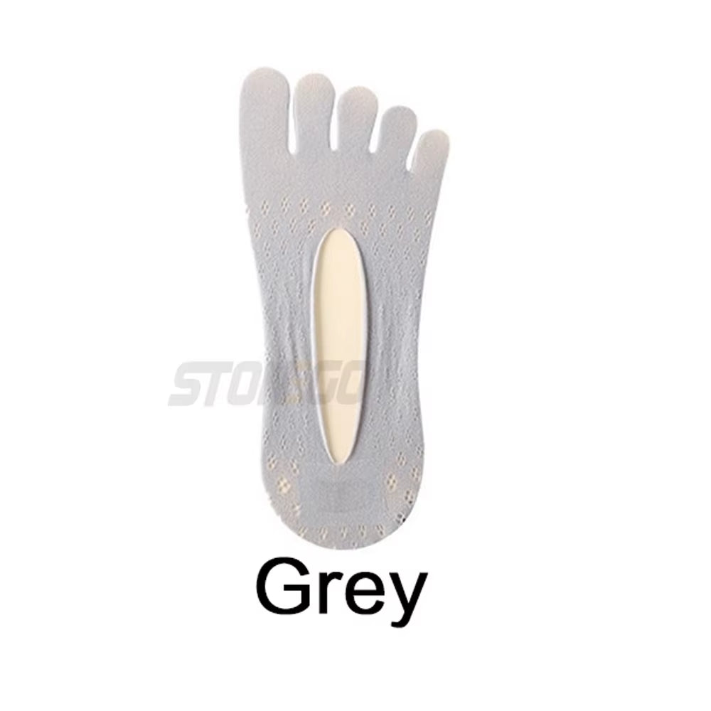 Summer Five Finger Yoga Socks Silicone Non-Slip Invisible Boat Socks Women'S Solid Breathable Split Toe Sock Five Toe Socks