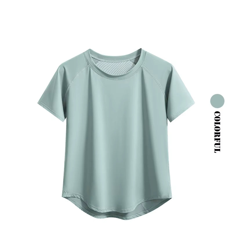 Women Sports T-Shirt Short Sleeve Quick Dry Loose Compression Shirt Female Summer Fitness Sweatshirt Running Gym Tops New