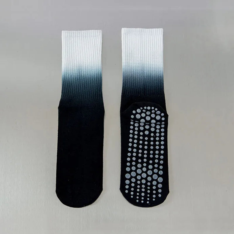 Yoga Socks Women Gradient Cotton Silicone Non-Slip Pilates Grip Crew Socks